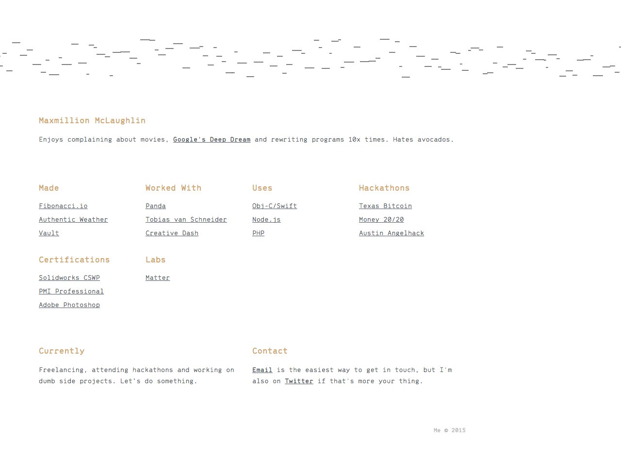 Maxmillion McLaughlin Website Screenshot
