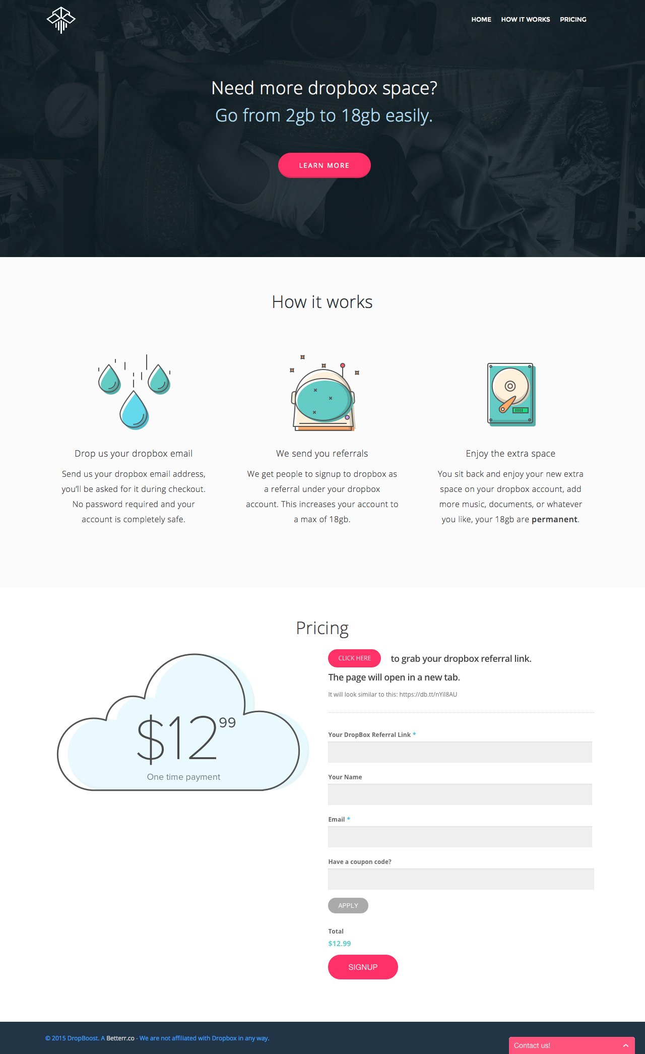 Dropboost Website Screenshot