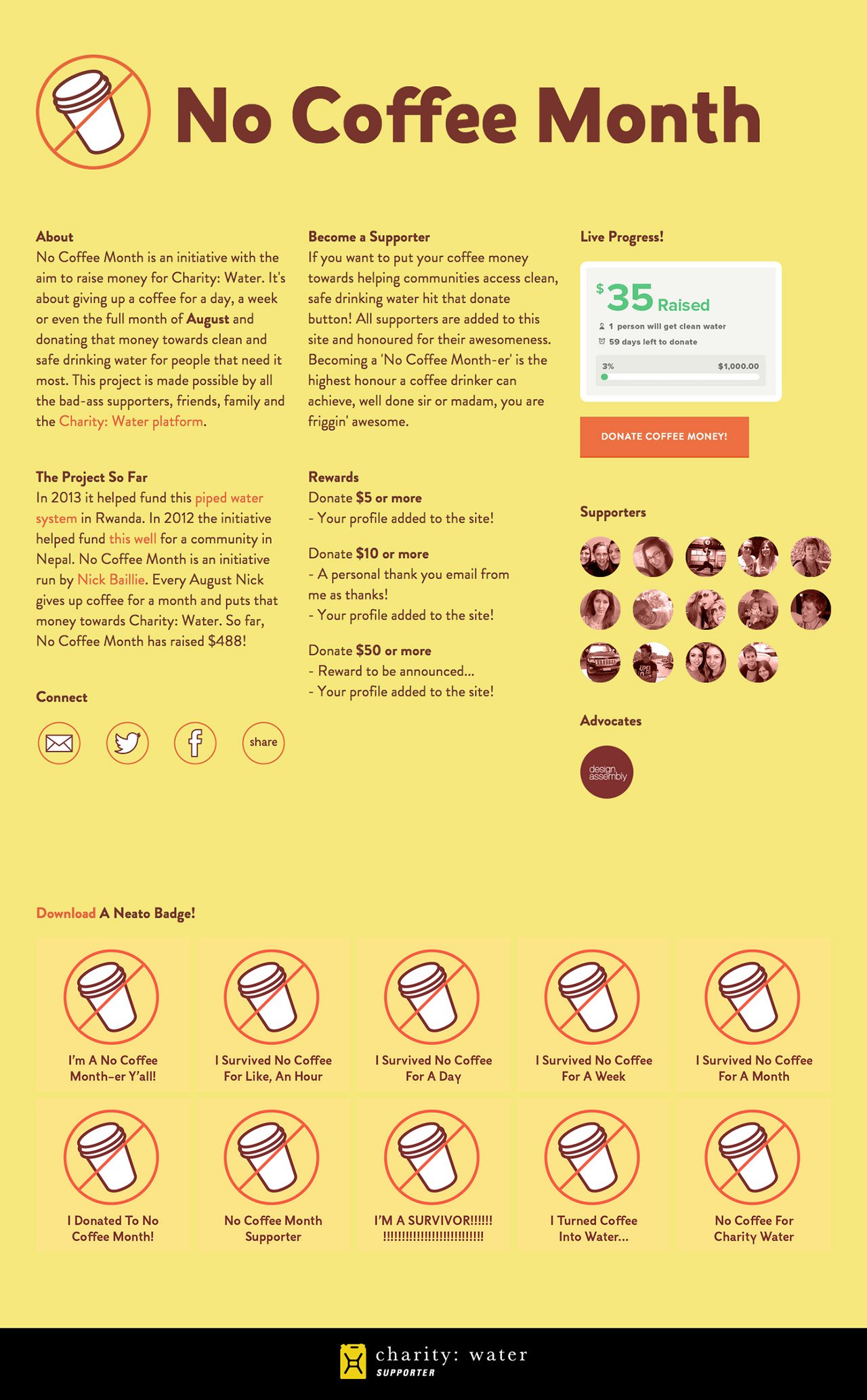 No Coffee Month Website Screenshot