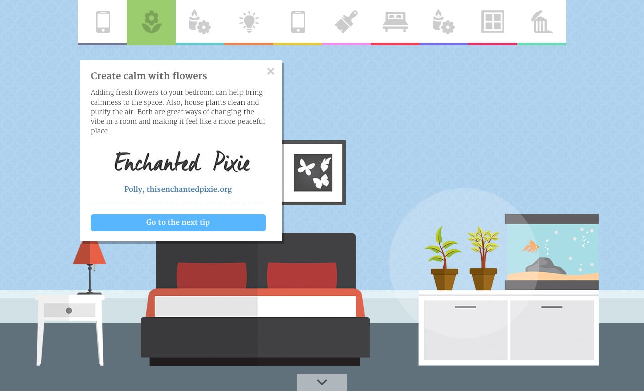 Revealing the secrets of a zen bedroom Website Screenshot
