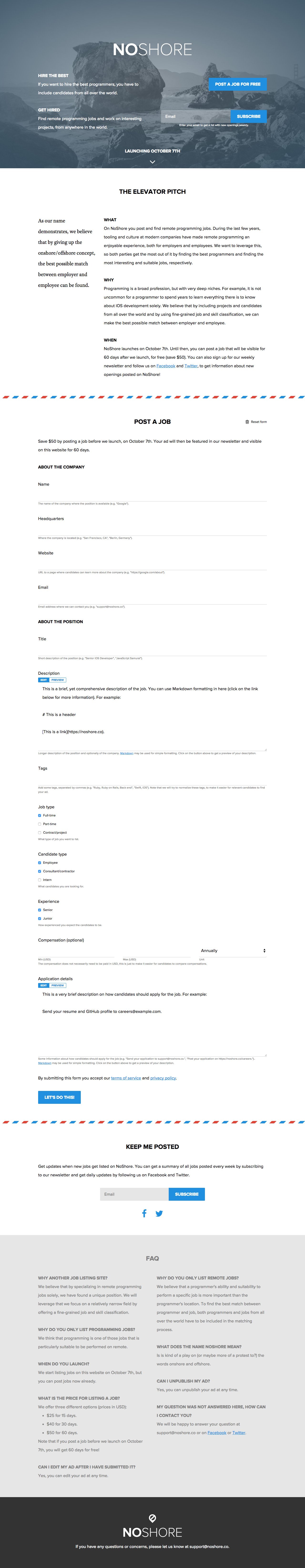 NoShore Website Screenshot