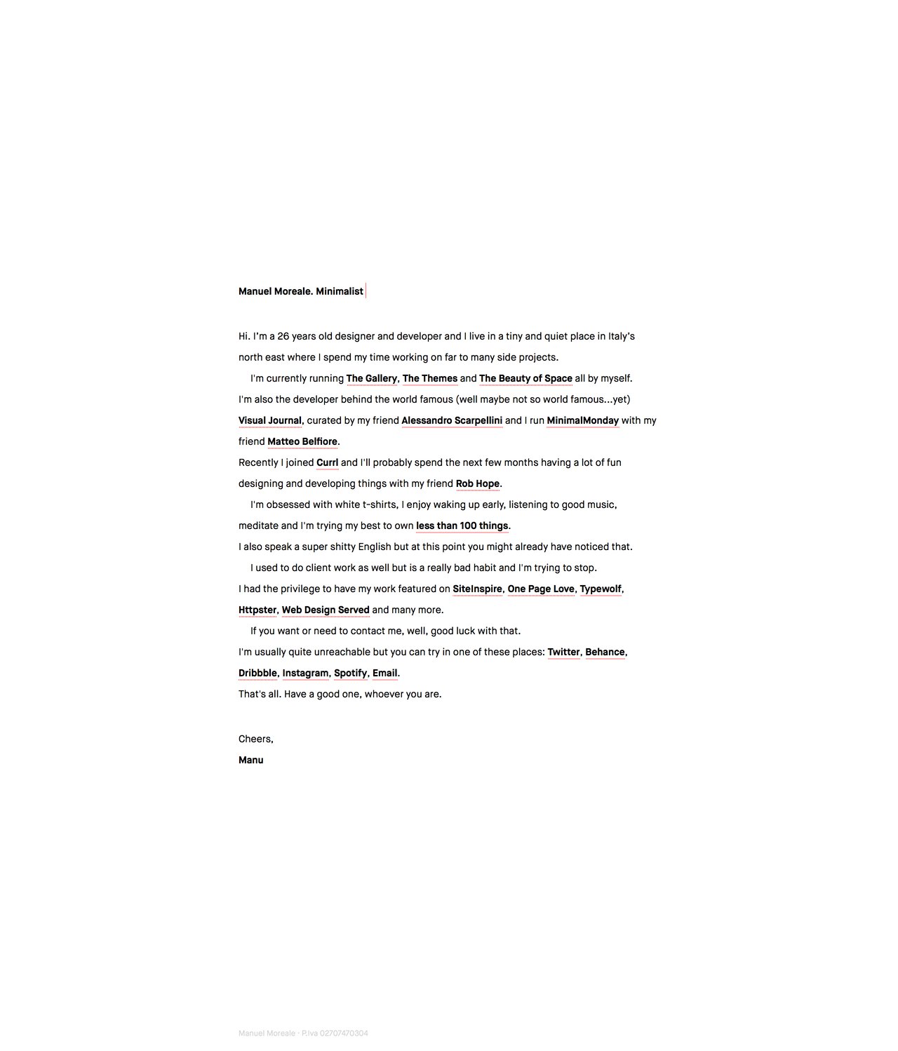 Manuel Moreale Website Screenshot