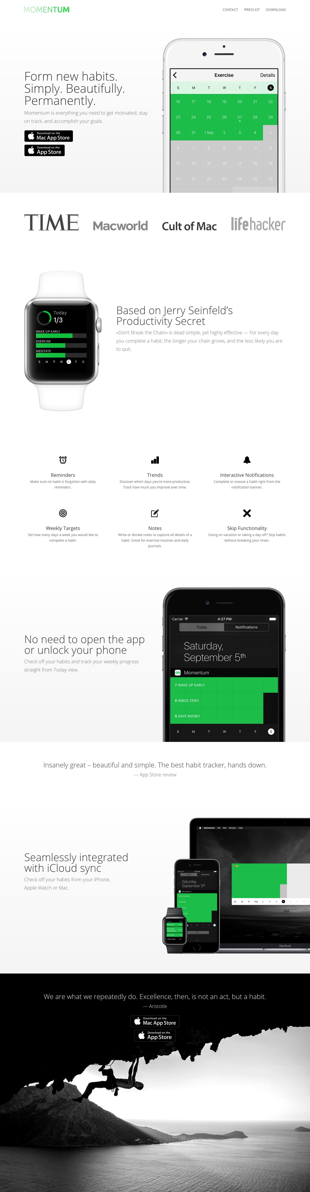 Momentum Website Screenshot