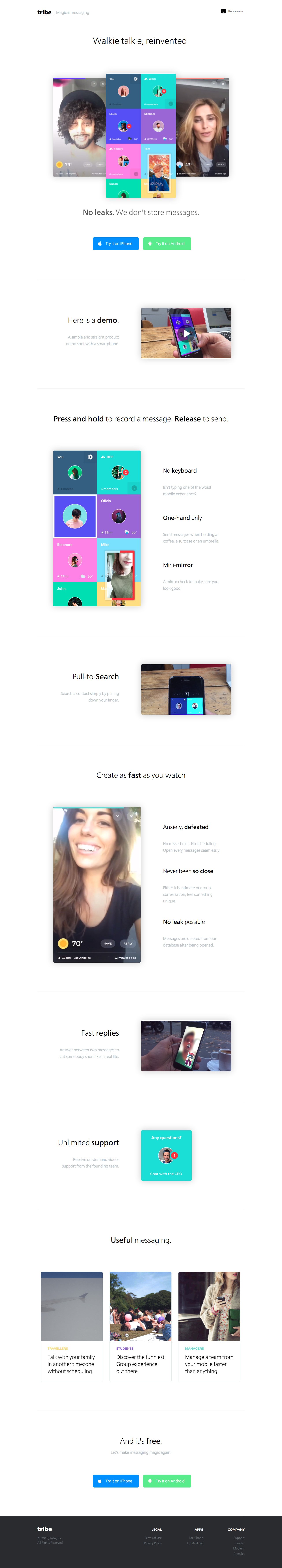Tribe – Magical messaging Website Screenshot