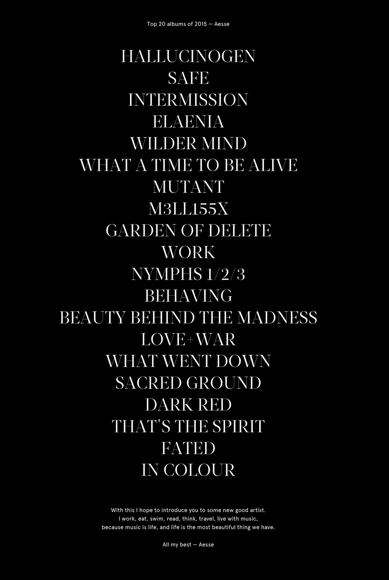 Top 20 albums of 2015 — Aesse Website Screenshot