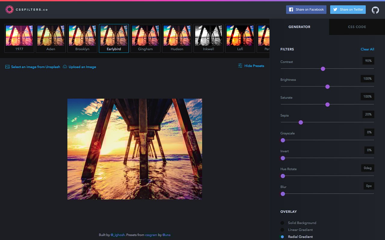 cssFilters.co Website Screenshot
