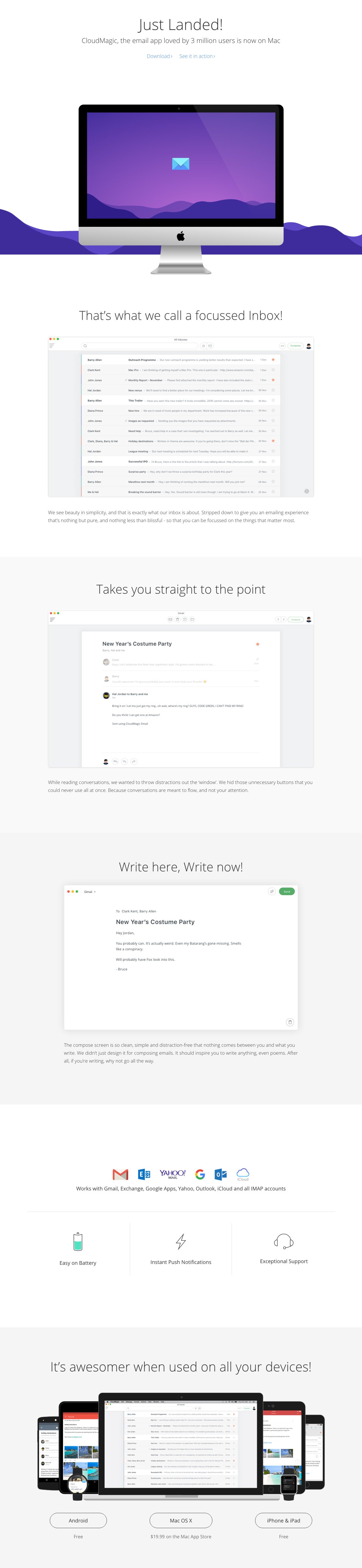 CloudMagic on Mac Website Screenshot