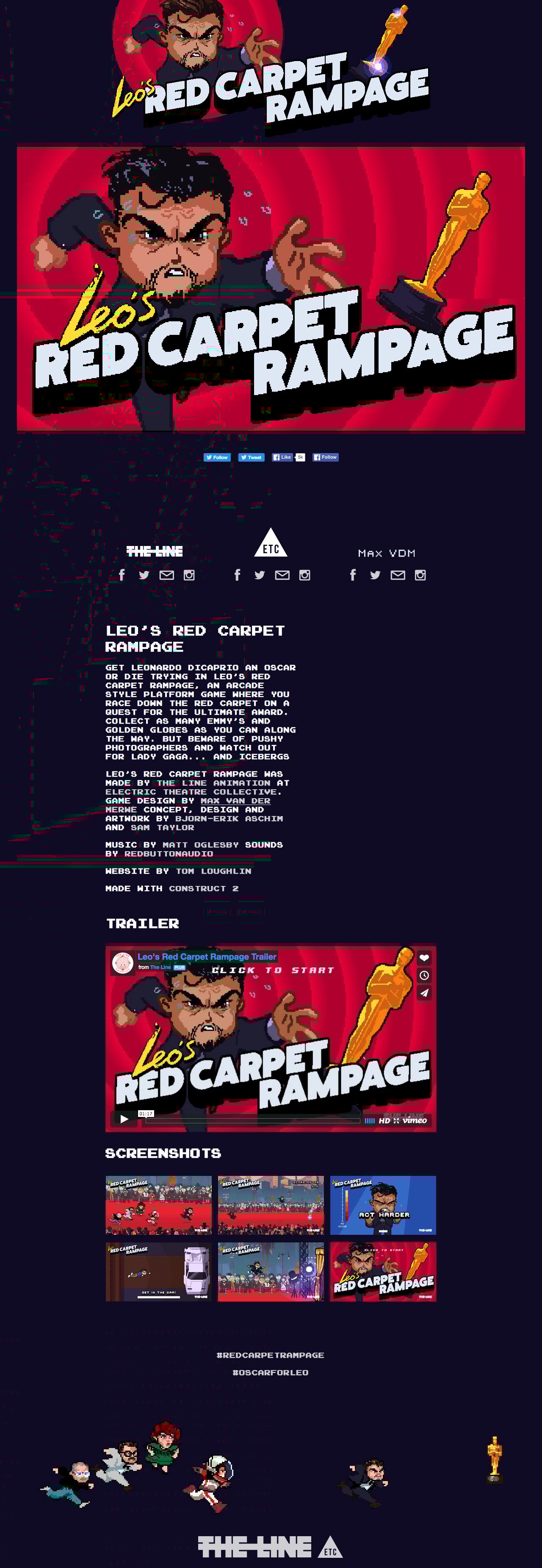 Leo’s Red Carpet Rampage Website Screenshot