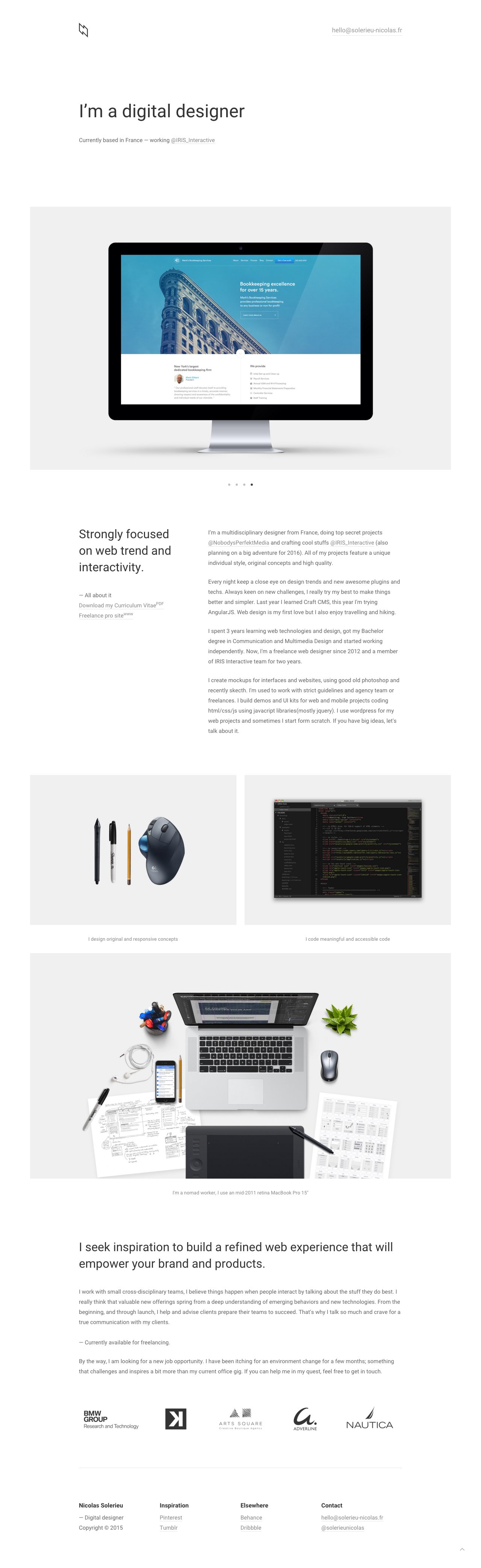 Nicolas Solerieu Website Screenshot