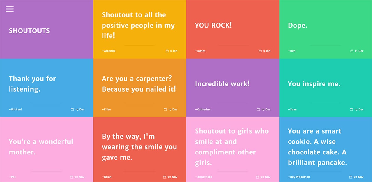 Shoutouts Website Screenshot