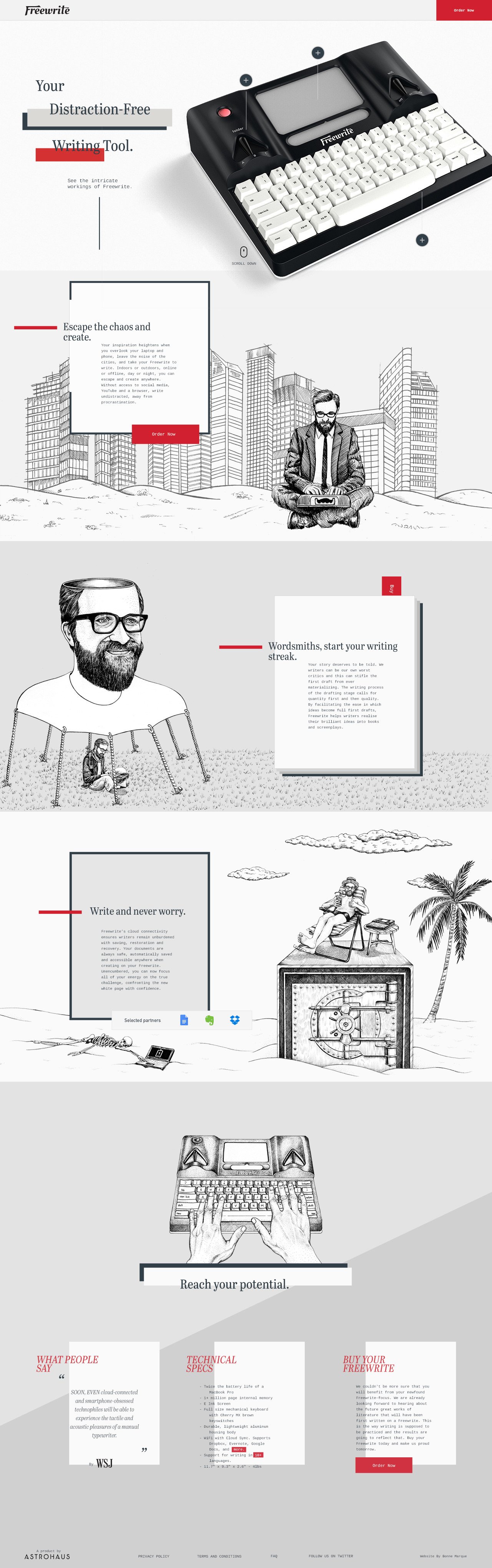 Freewrite Website Screenshot