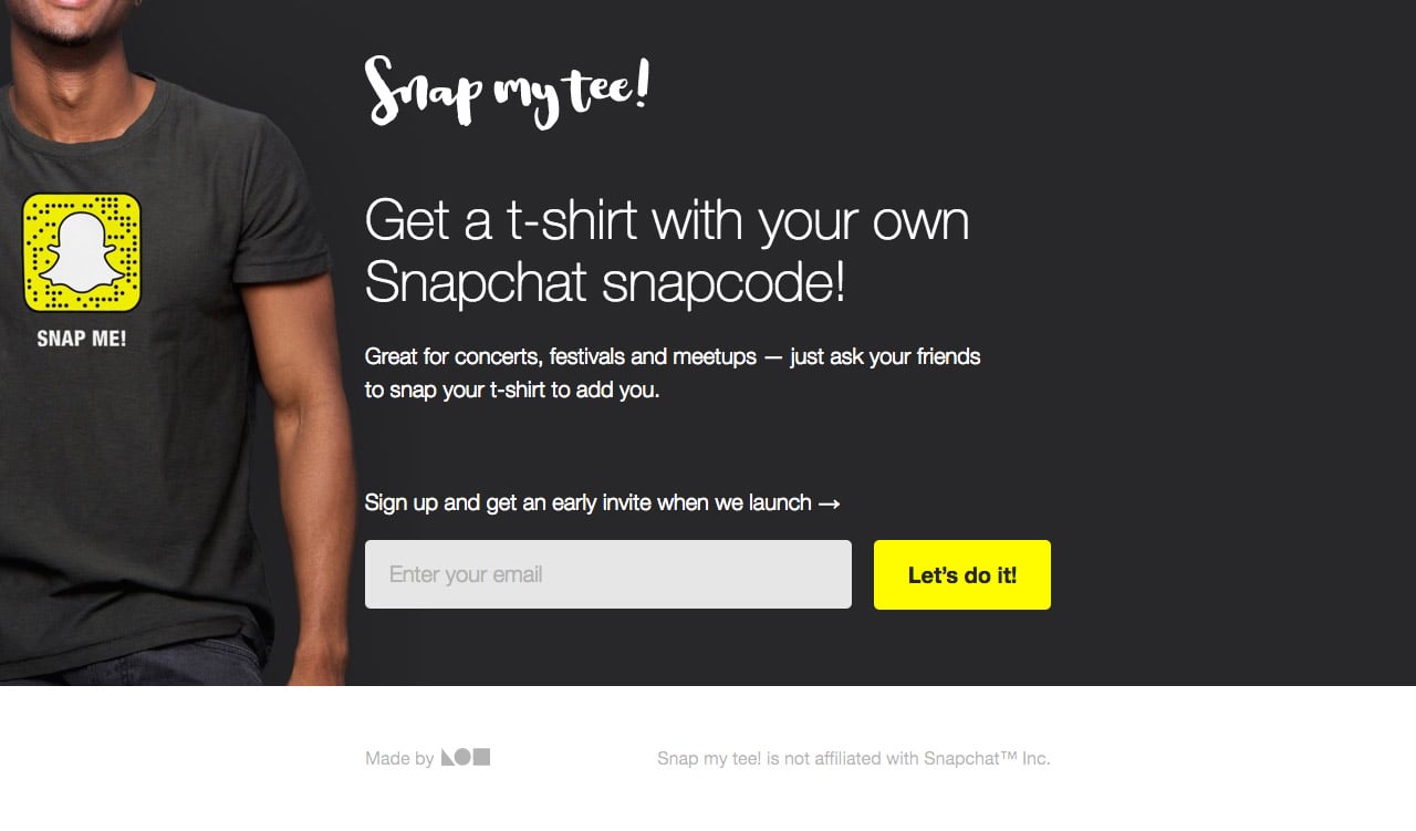 Snap my tee! Website Screenshot