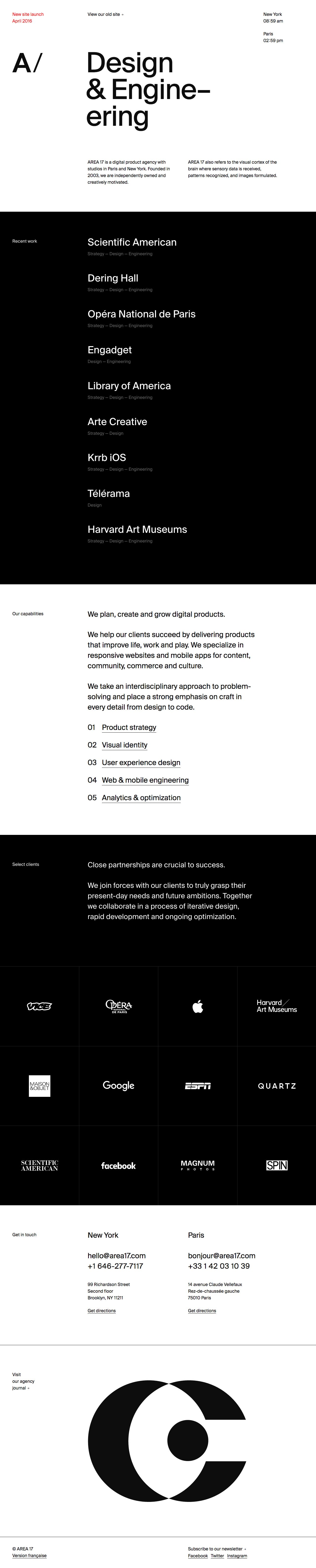 Area 17 Website Screenshot