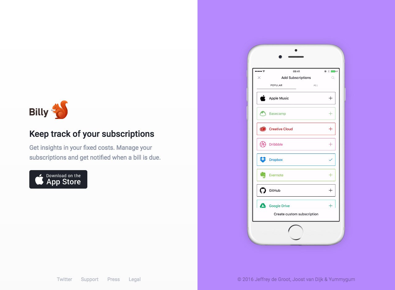 Billy Website Screenshot