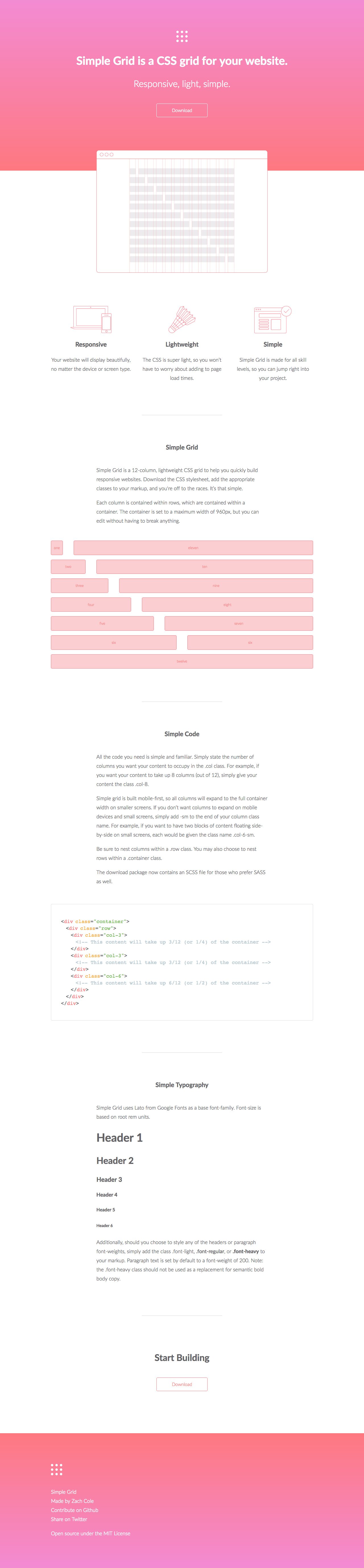 Simple Grid Website Screenshot