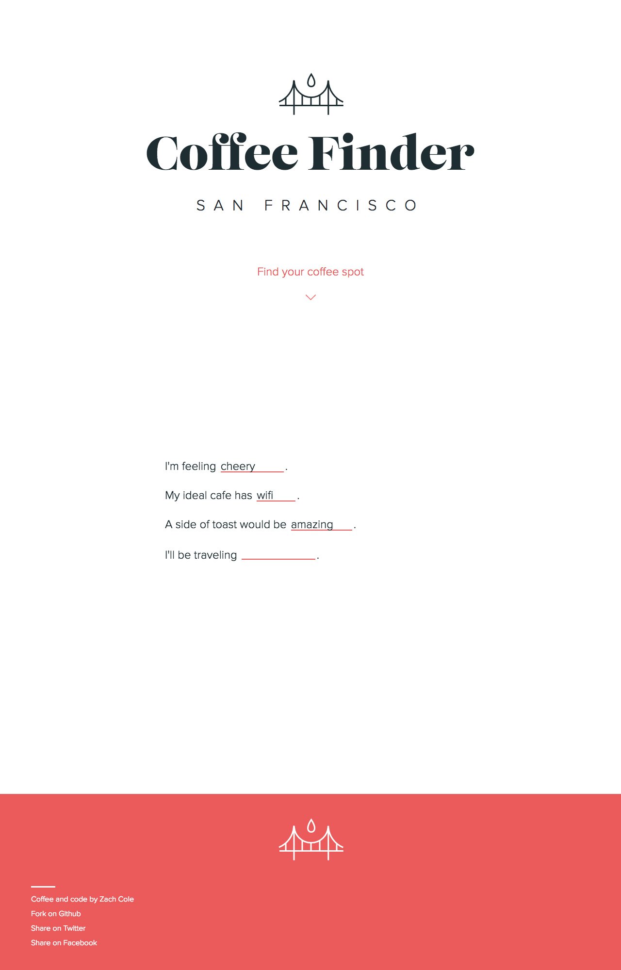 Coffee Finder SF Website Screenshot