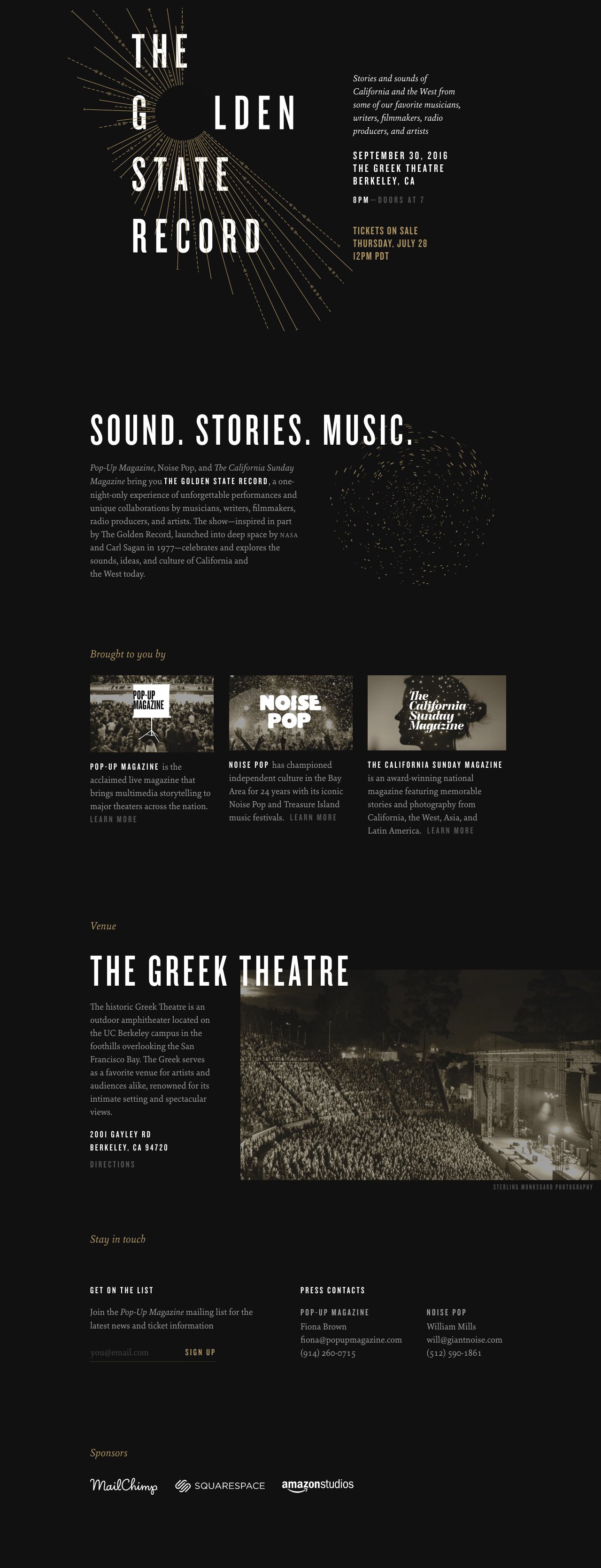 The Golden State Record Website Screenshot