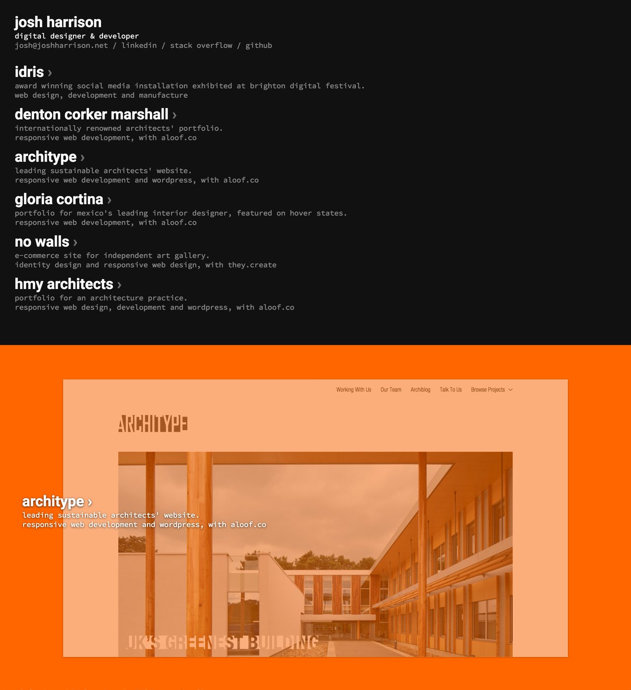 Josh Harrison Website Screenshot