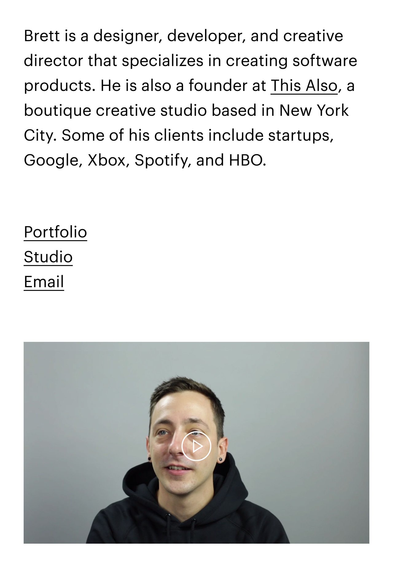 Brett Bergeron Website Screenshot