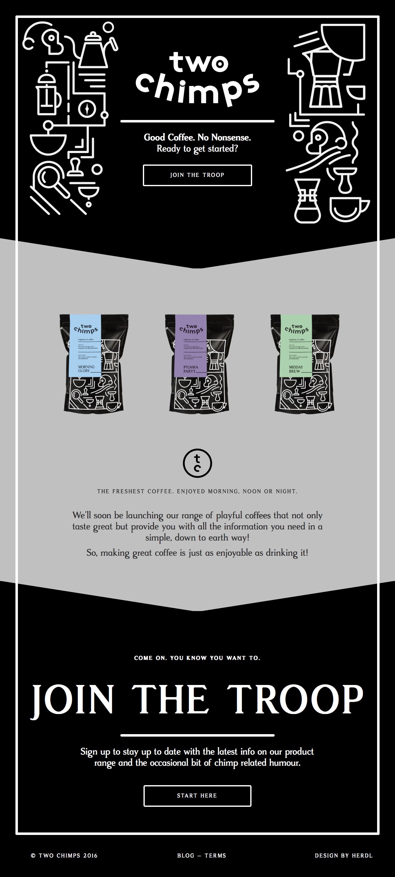 Two Chimps Coffee Website Screenshot