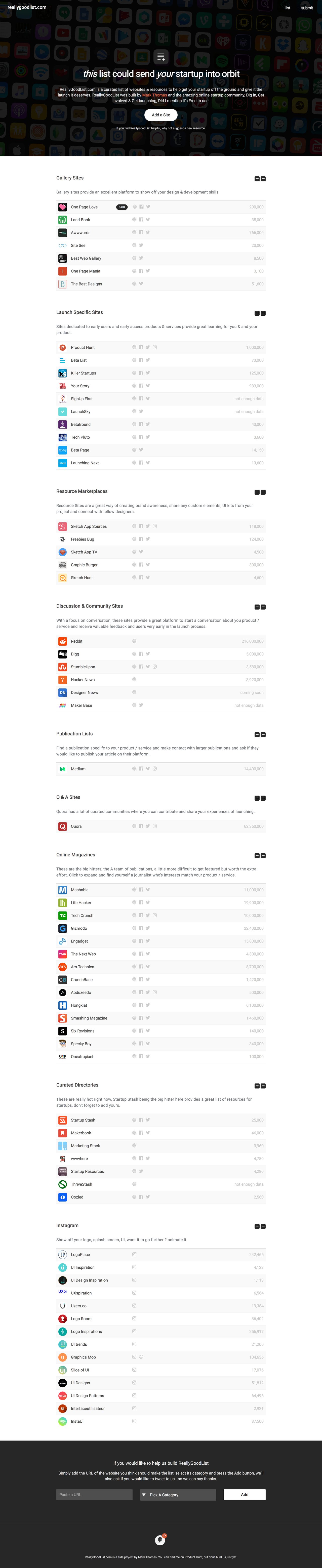 Really Good List Website Screenshot