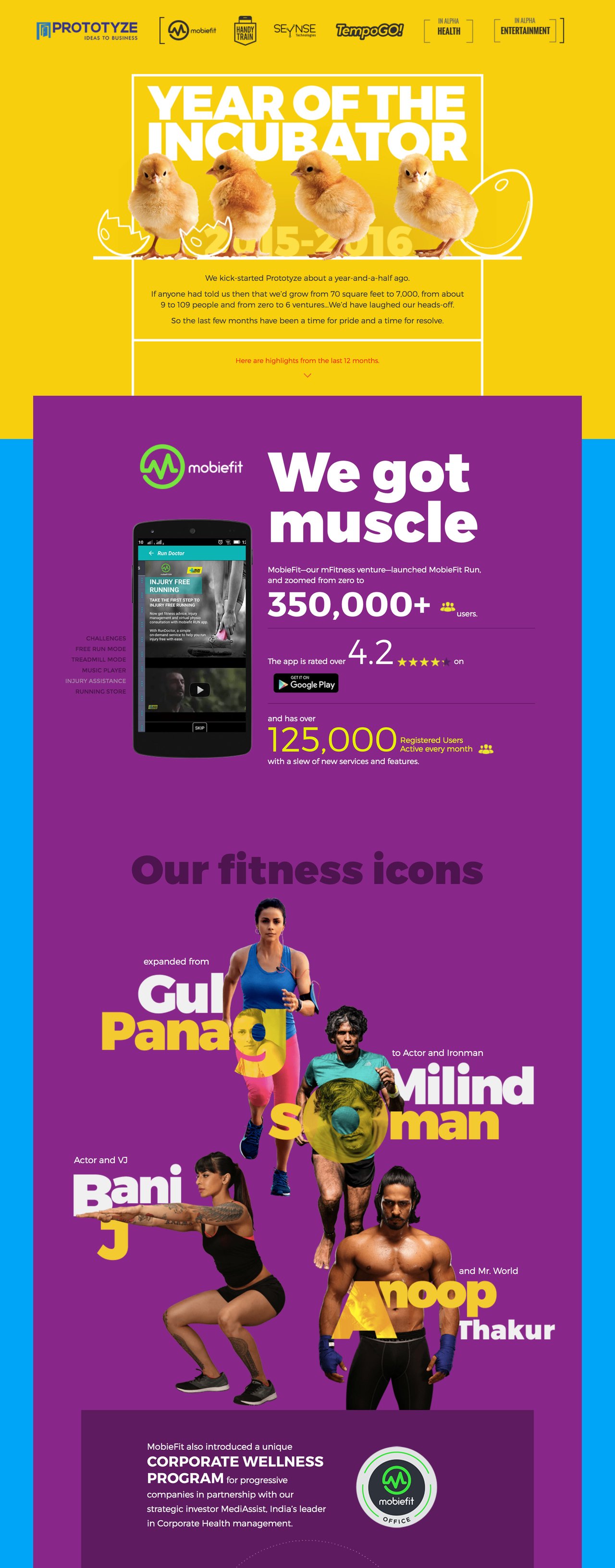 Prototyze. The Year of the Incubator. Website Screenshot