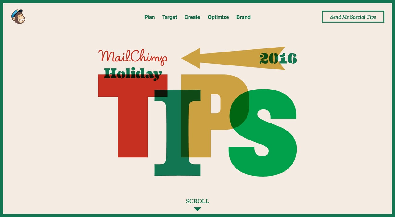 MailChimp Holiday Tips 2016 Website Screenshot
