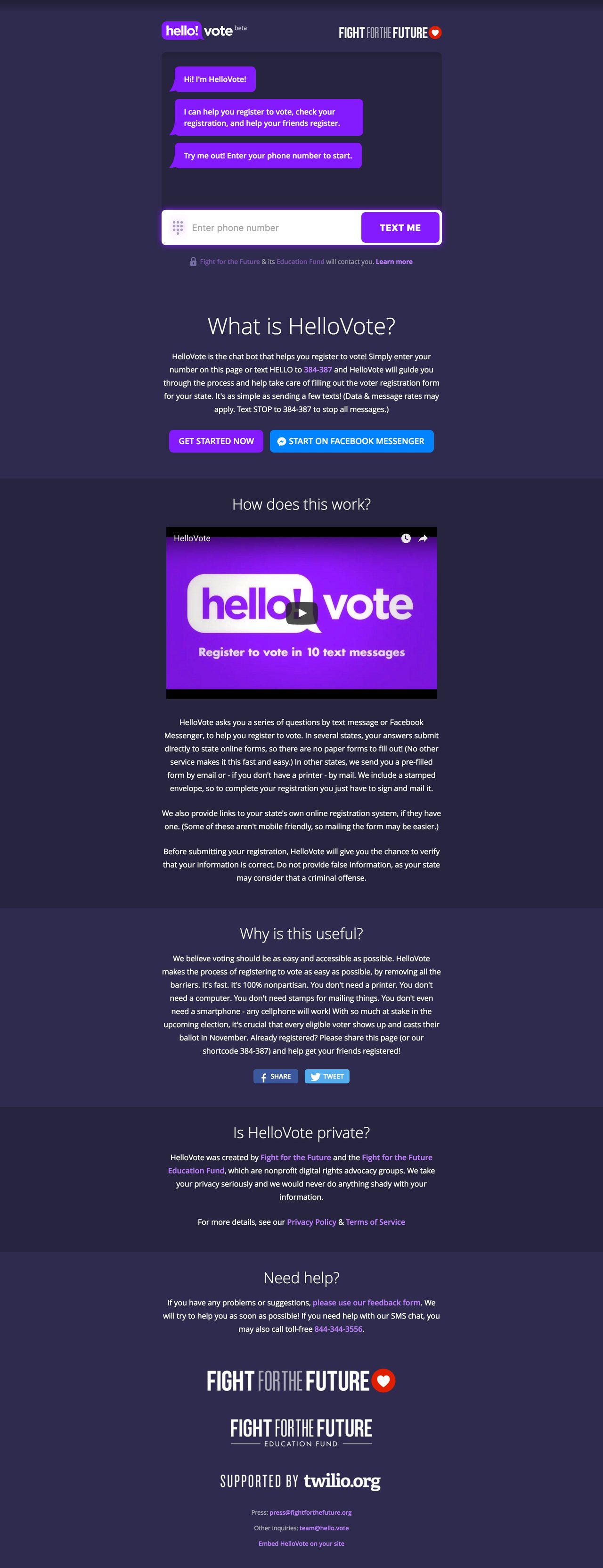 HelloVote Website Screenshot