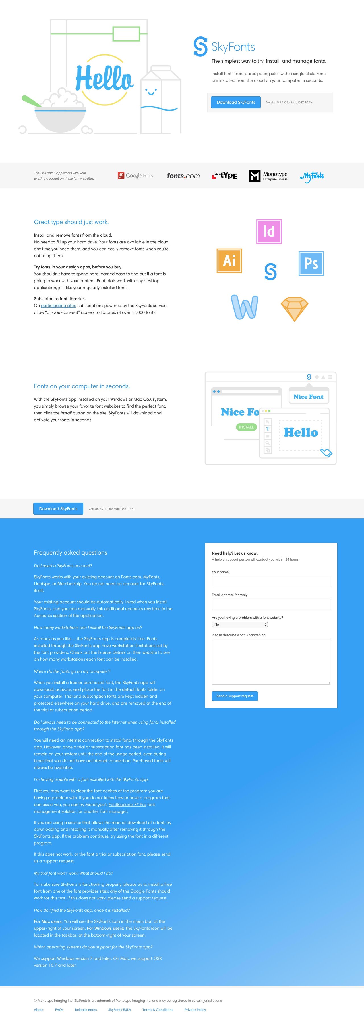 SkyFonts Website Screenshot
