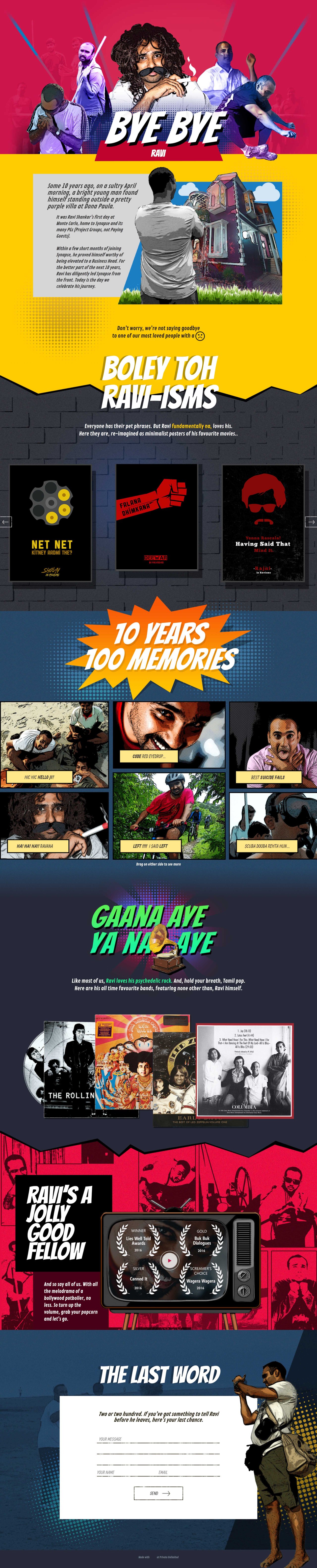 Farewell Ravi Website Screenshot