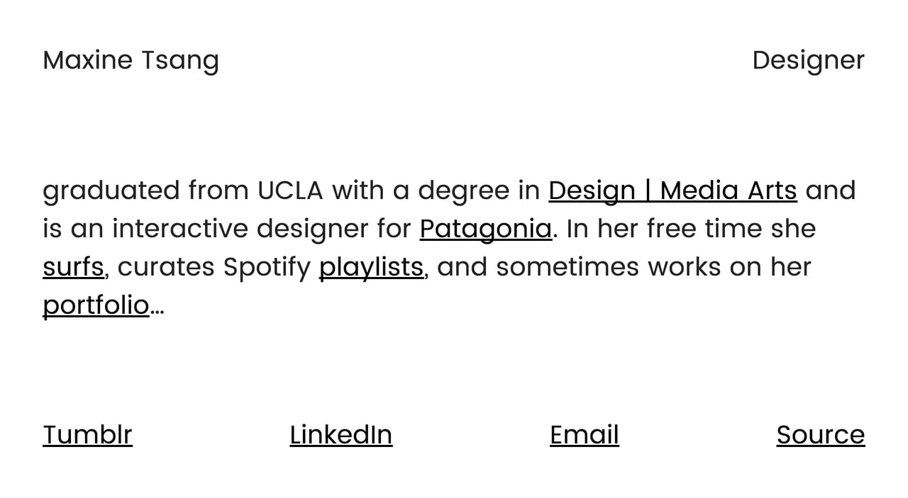 Maxine Tsang Website Screenshot