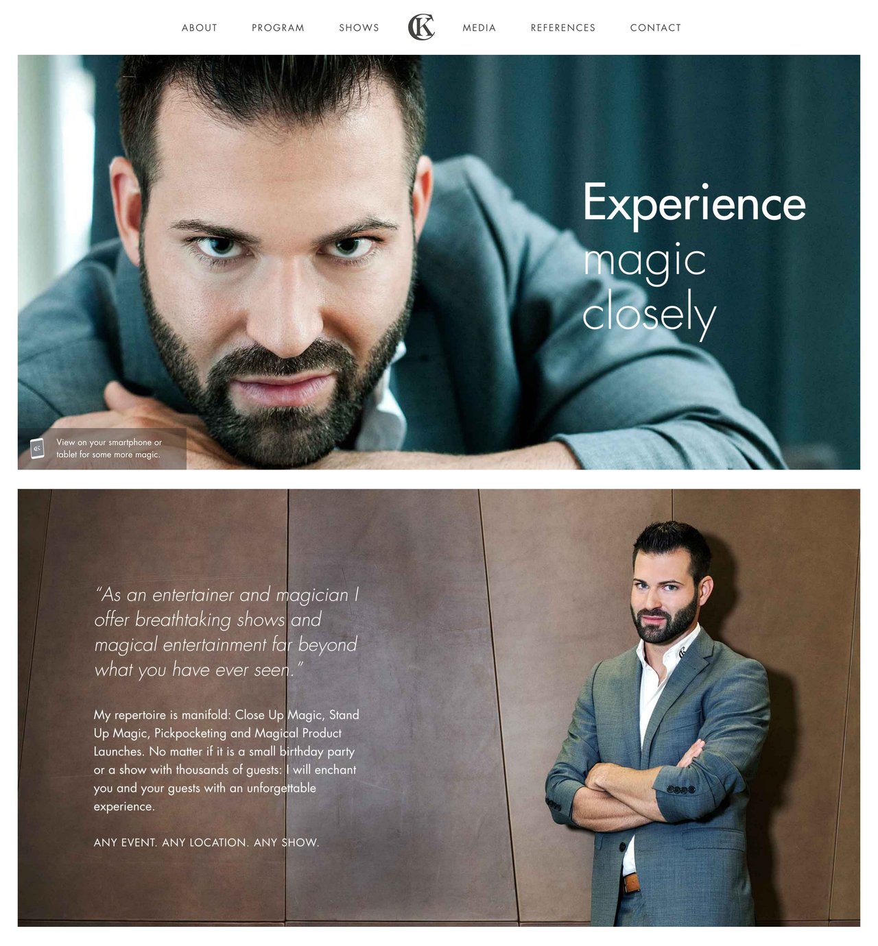 Christoph Kulmer – Magic Entertainment Website Screenshot