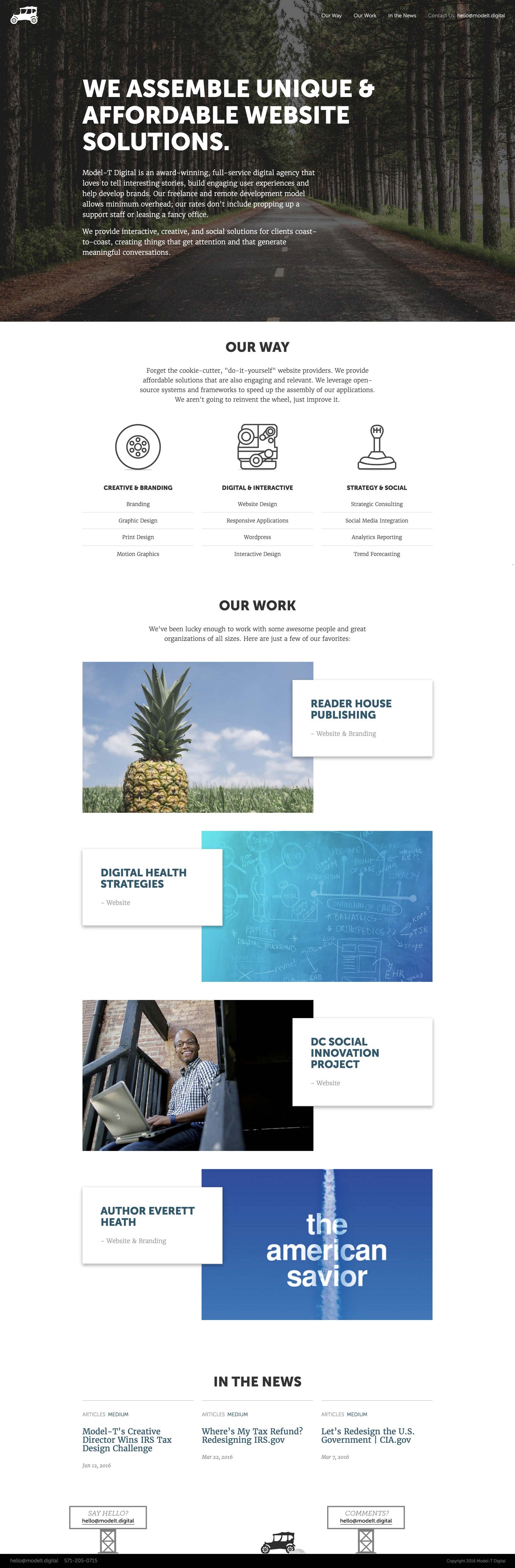 Model T Digital Website Screenshot