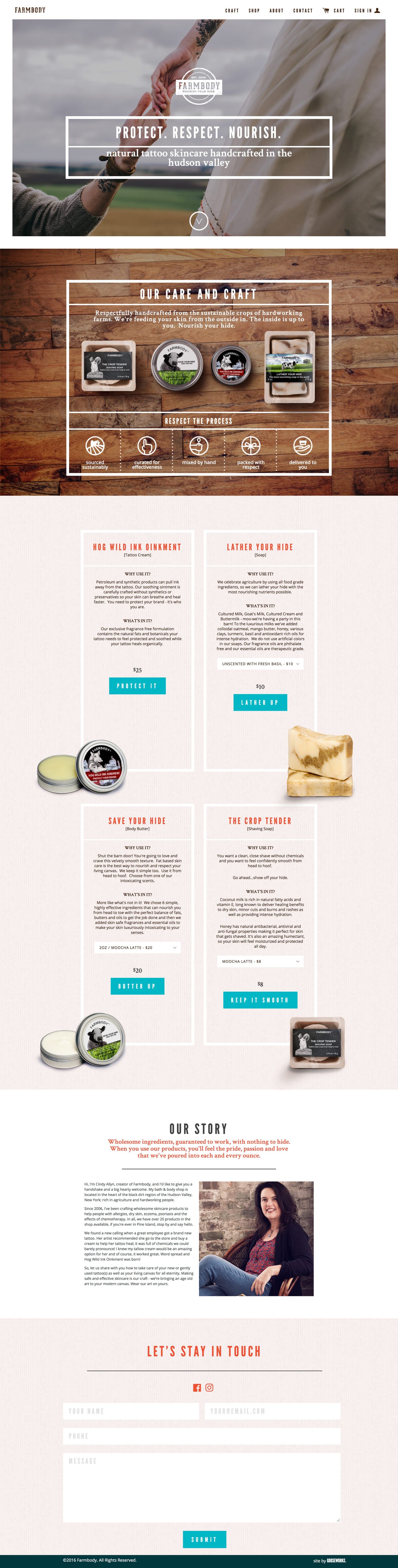 Farmbody Skin Care Website Screenshot