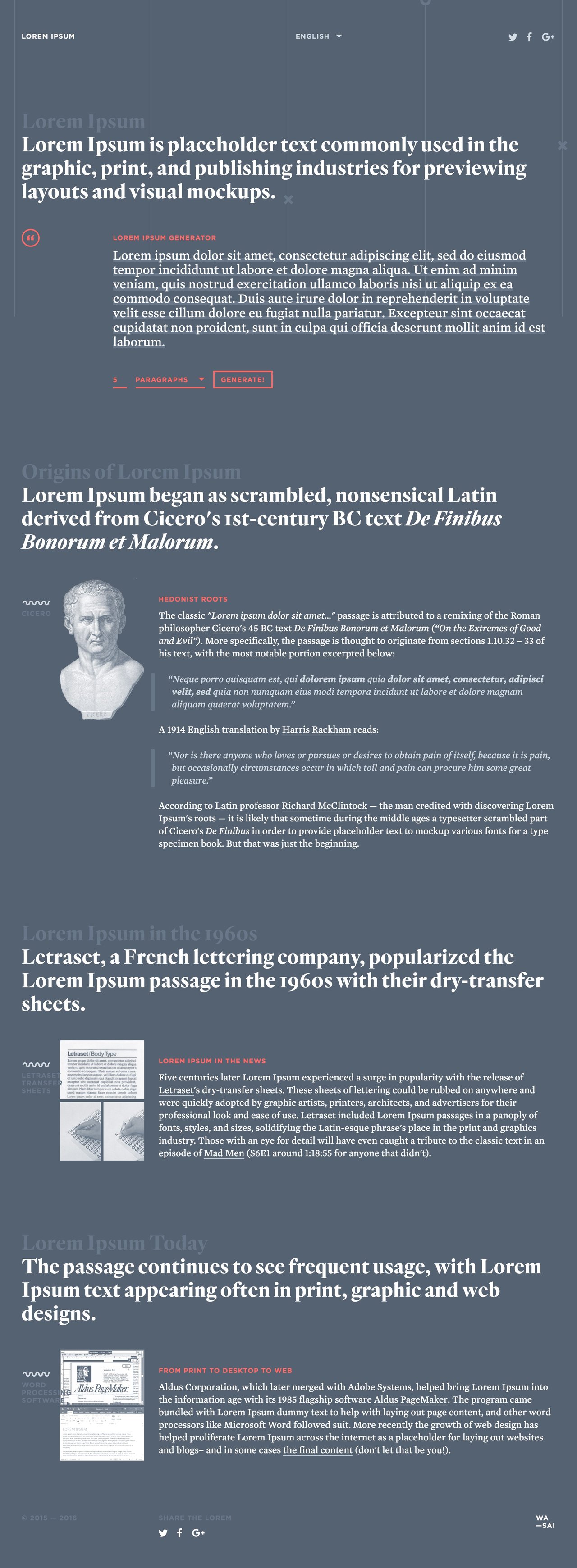 Lorem Ipsum Generator Website Screenshot