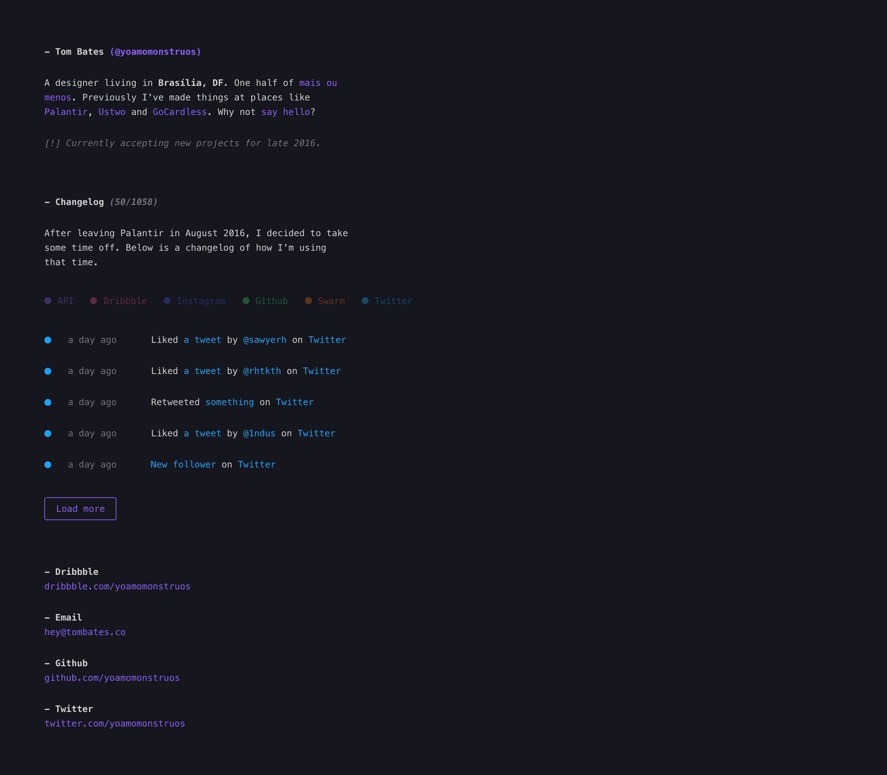 Tom Bates Website Screenshot