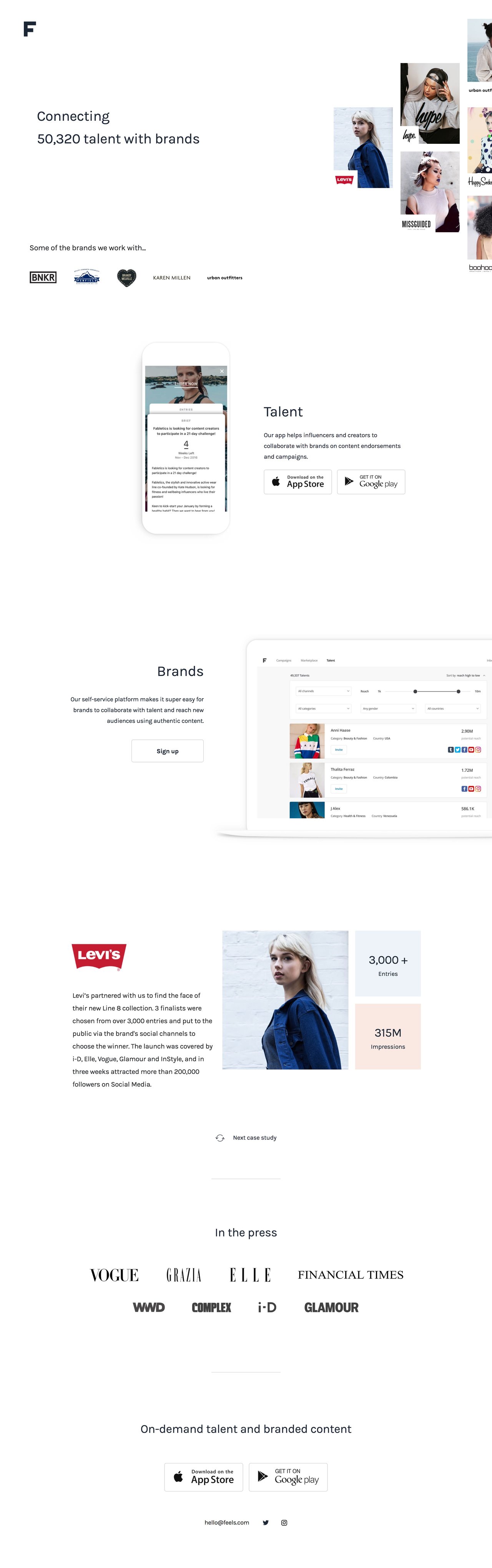 Feels Website Screenshot