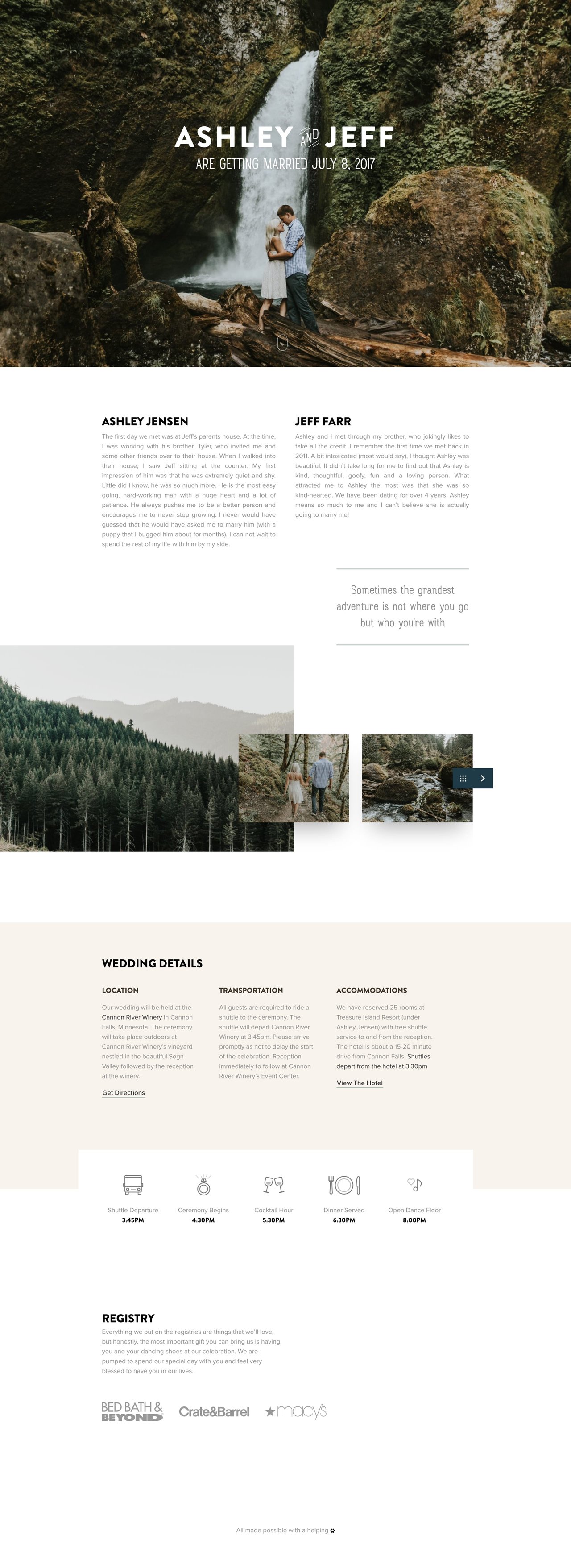 The Wedding of Ashley and Jeff Website Screenshot