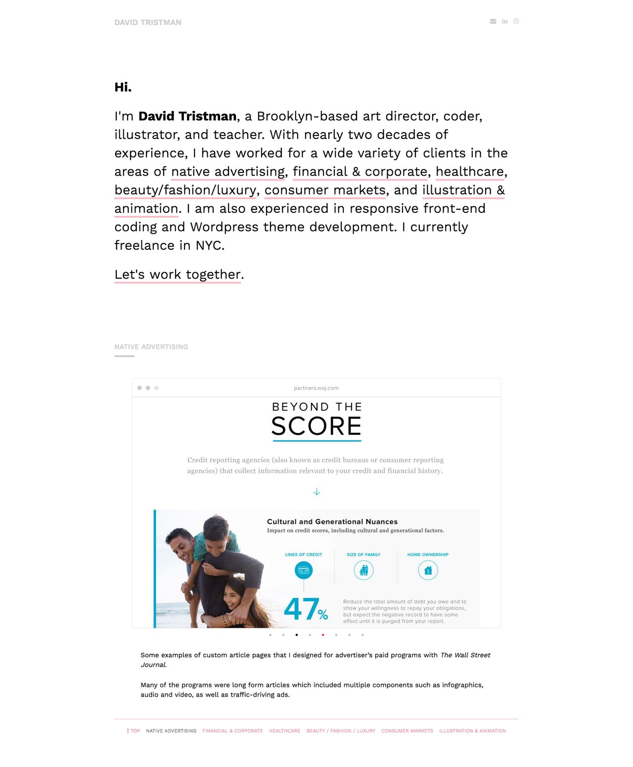 D. Tristman Website Screenshot