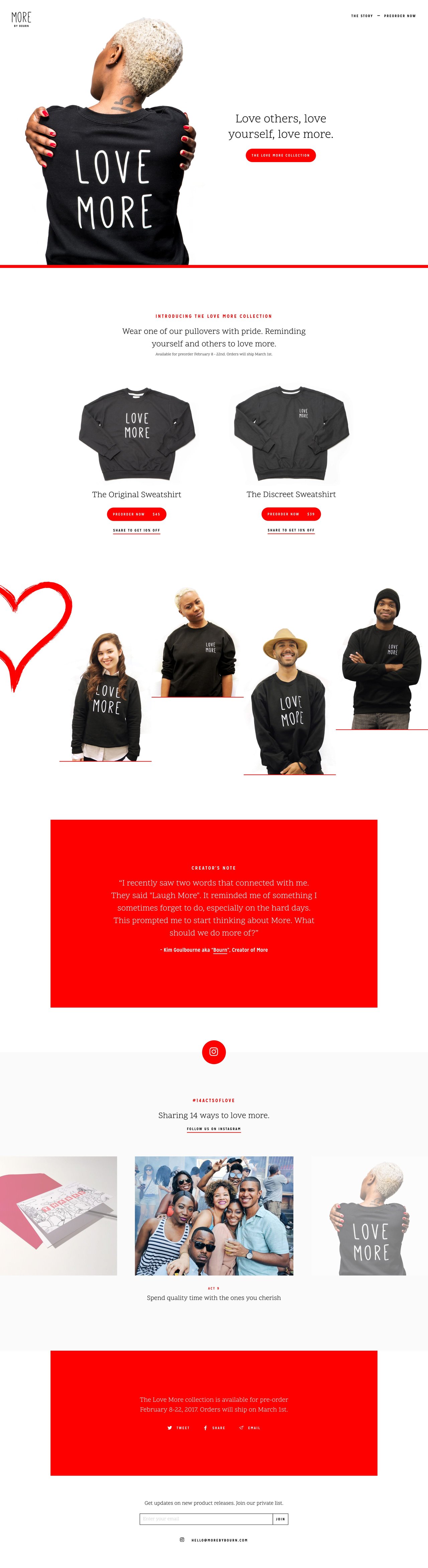 MORE by Bourn: Love More Website Screenshot