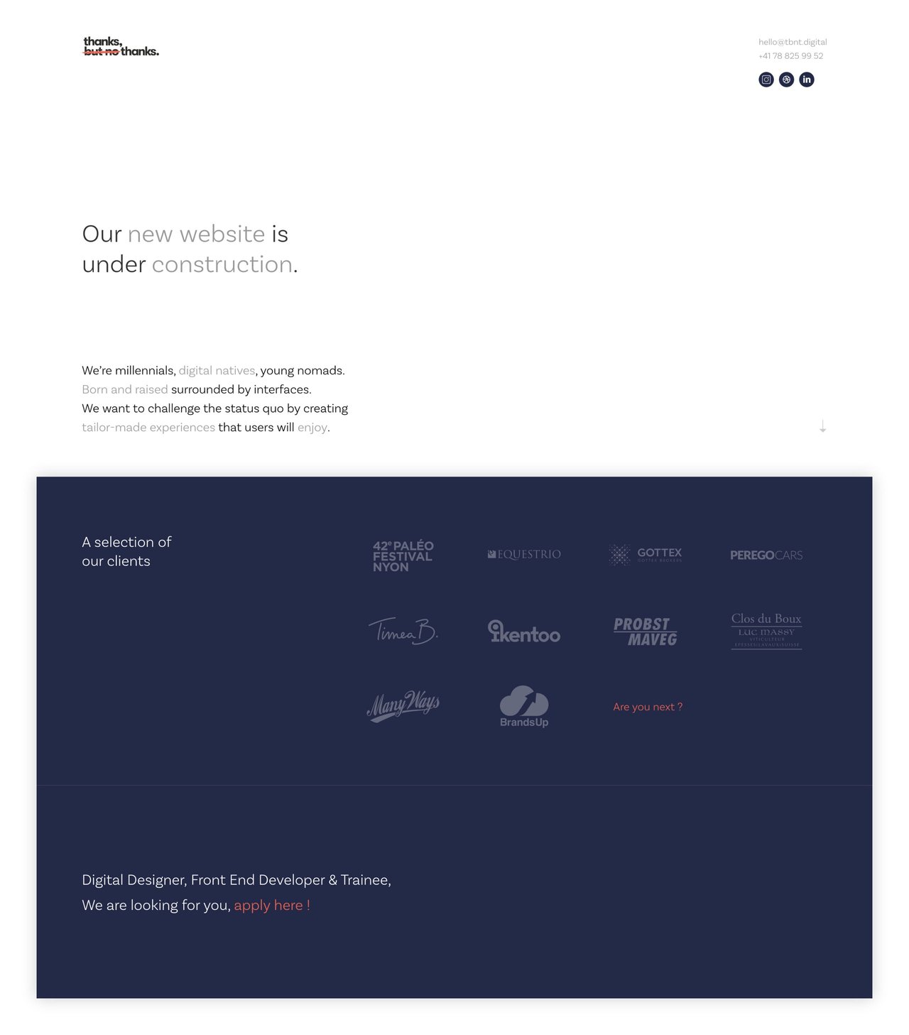 Thanks but no thanks Website Screenshot