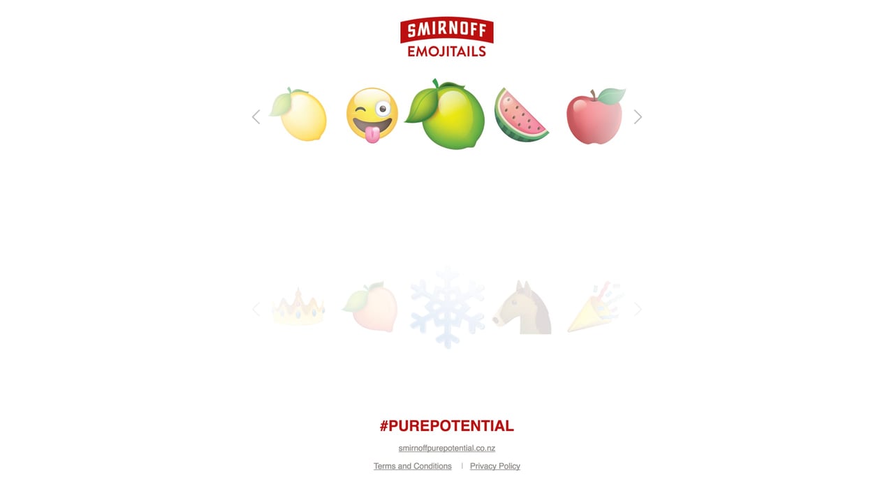 Smirnoff Emojitails Website Screenshot