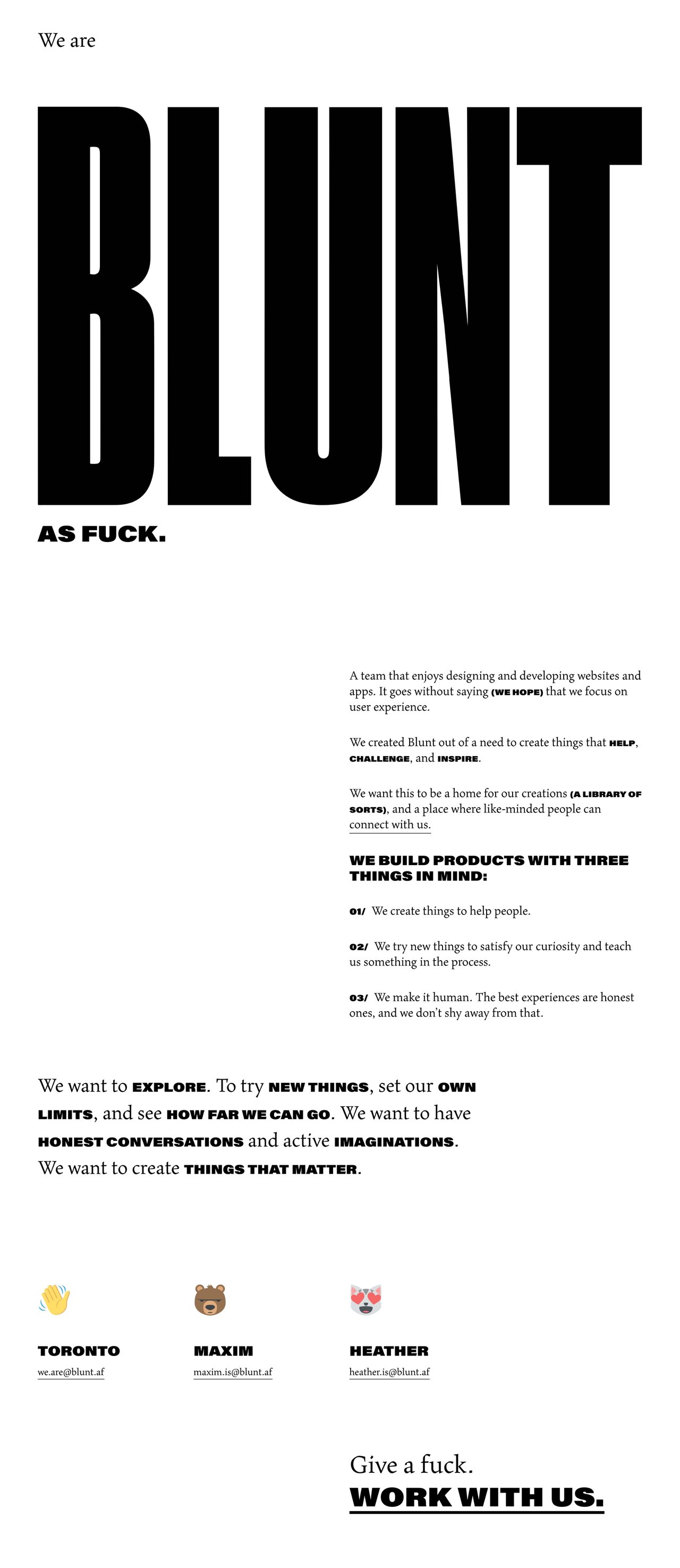 Blunt. As Fuck. Website Screenshot