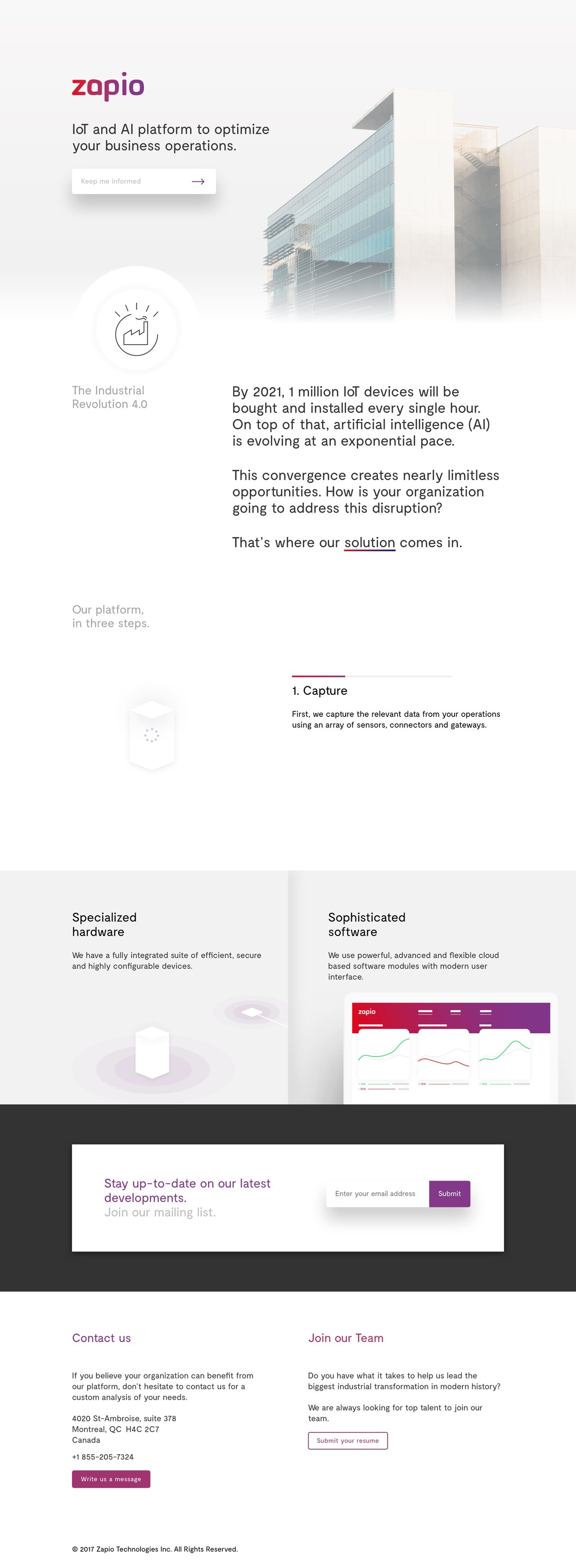 Zapio Technologies Website Screenshot