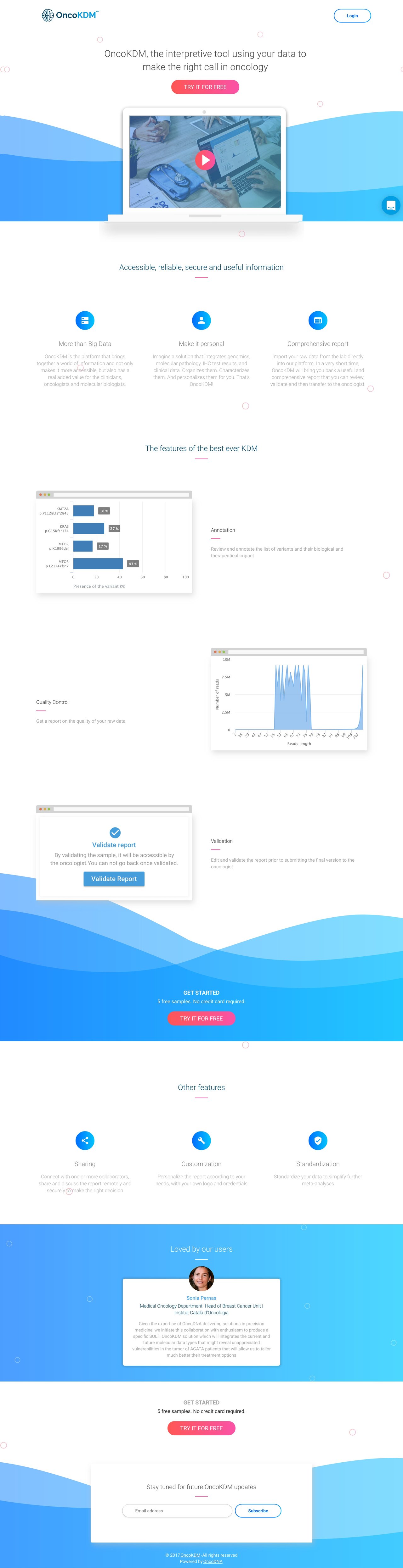 OncoKDM Website Screenshot