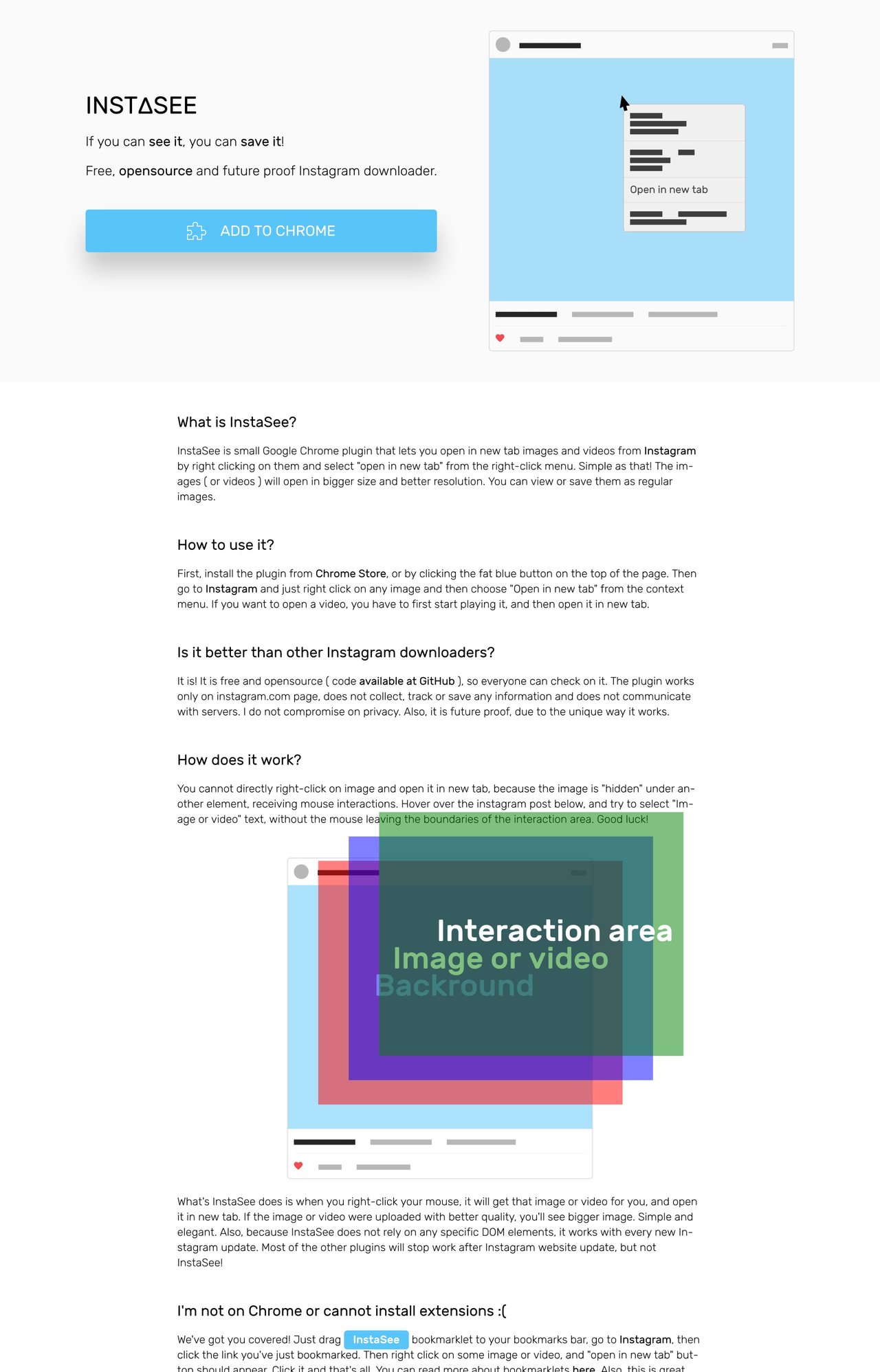 InstaSee Website Screenshot