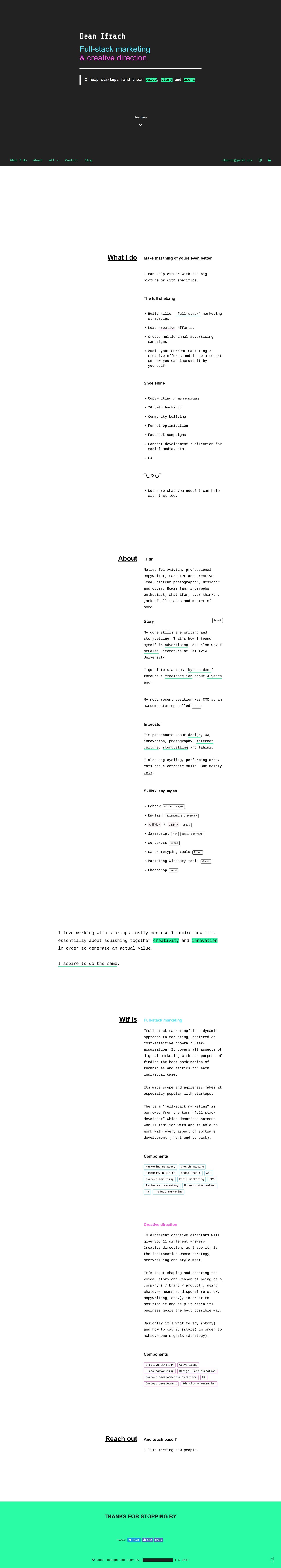 Dean Ifrach Website Screenshot