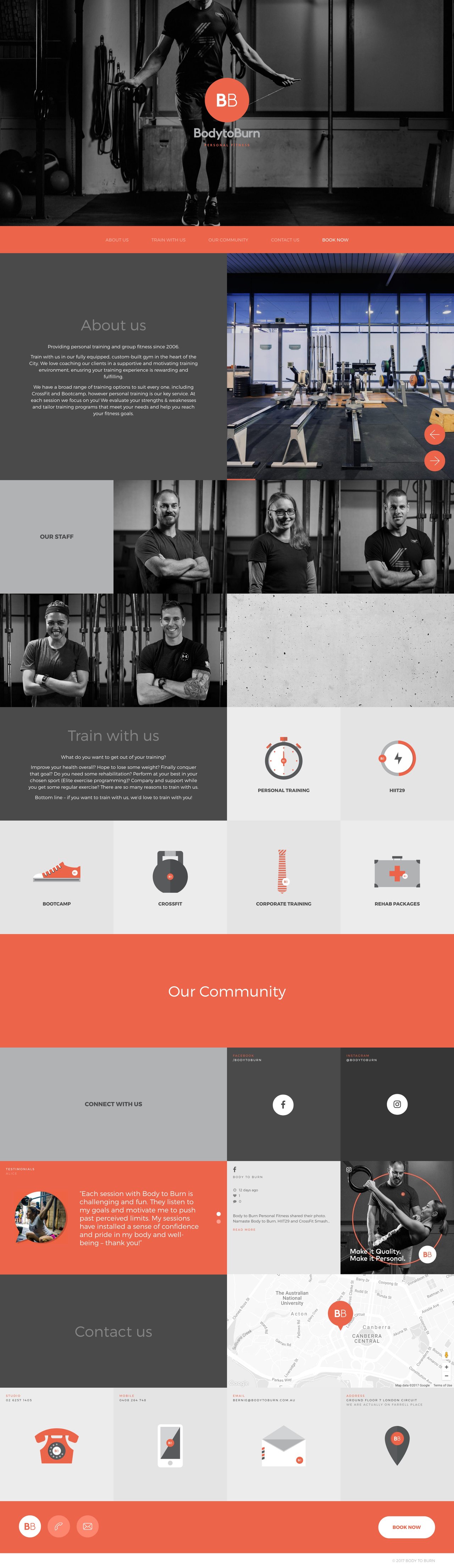 Body to Burn Website Screenshot