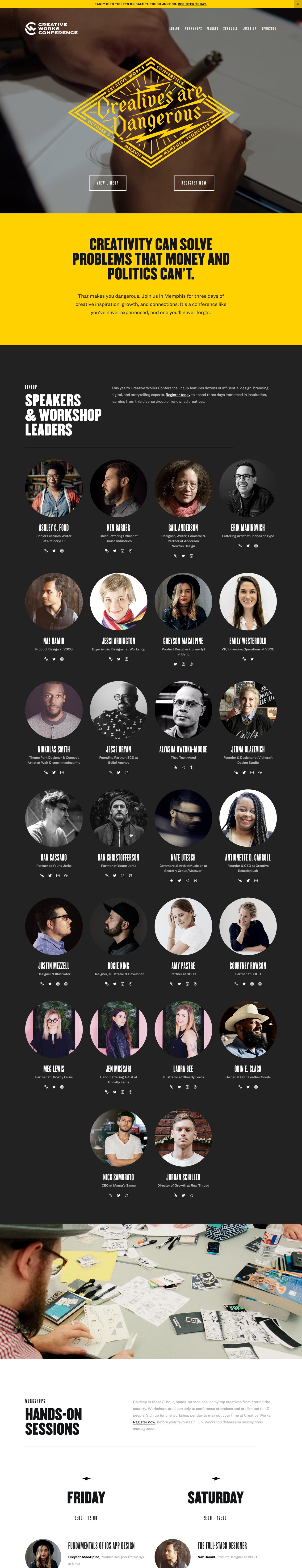 Creative Works Conference Website Screenshot