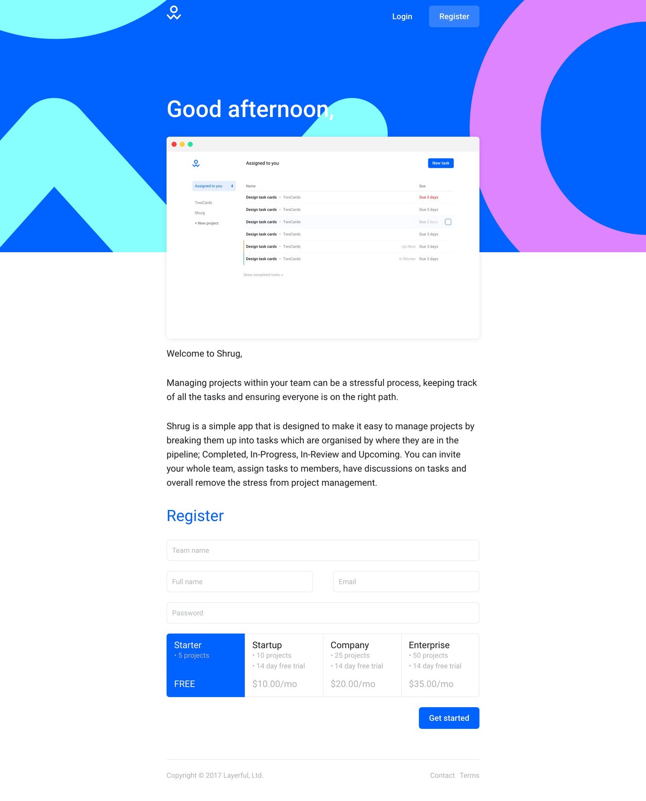 Shrug Website Screenshot